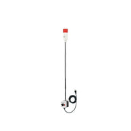 Red 5 Ft pole-mounted industrial signal light with grey 2-position switch box on a white background.