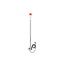 Red 5 Ft pole-mounted industrial signal light with grey 2-position switch box on a white background.