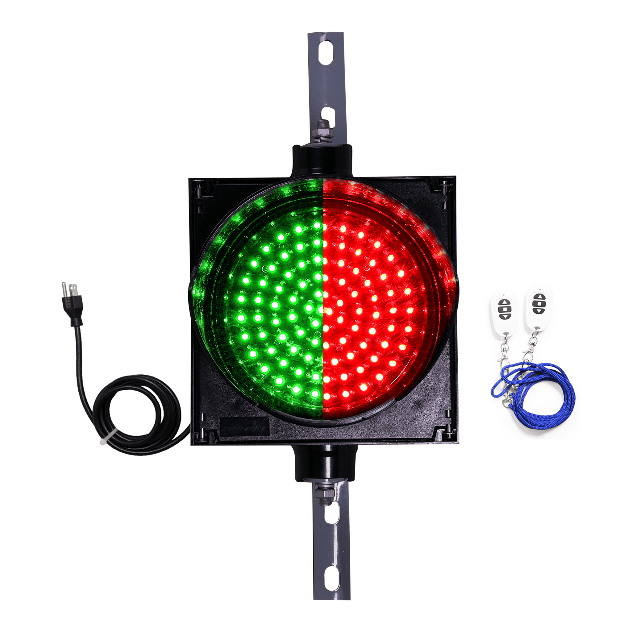 8 Inch Diameter Lens LED Traffic Light Signal, 2 in 1, Wireless Key Fob Control and 8 Foot Power Cord (Plug and Play)