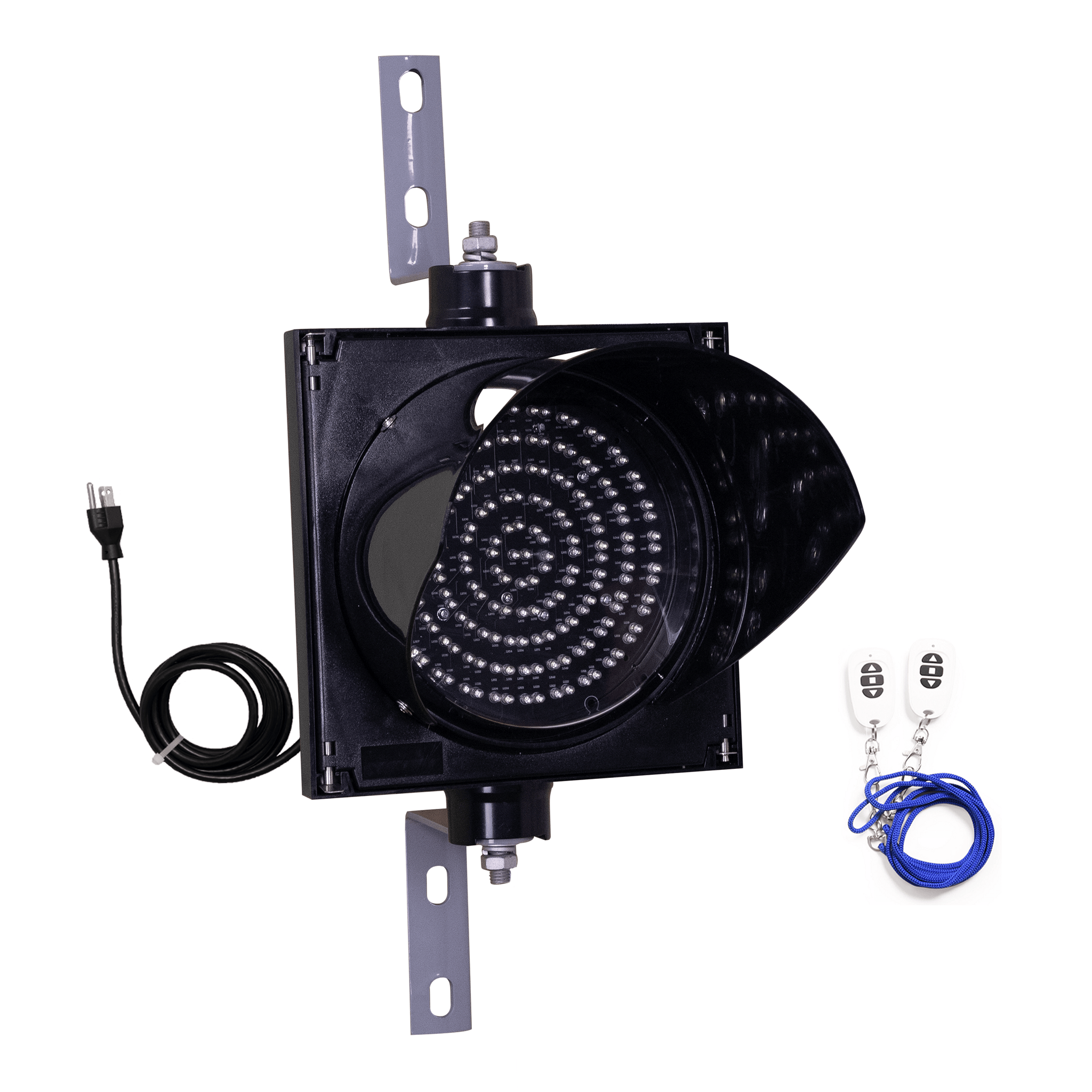 8 Inch Diameter Lens LED Traffic Light Signal, 2 in 1, Wireless Key Fob Control and 8 Foot Power Cord (Plug and Play)