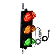 8 Inch Diameter Lens LED Traffic Light Signal - 3 Color 10 Ft Cable 3 Switch Control Box (Plug And Play)