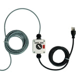 Control panel with 'OFF' and 'ON' switch and cables on a white background