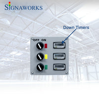 A close up view of the digital timer display.