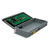 Electronic control panel with circuit board on a white background