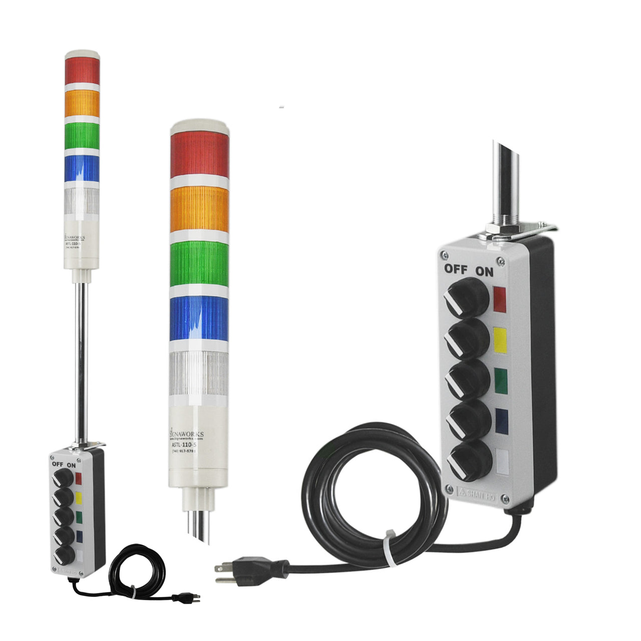 Angon Stack Light ASTL LED Andon Tower Light 5 Stack Light Red Amber Green 110V AC ...