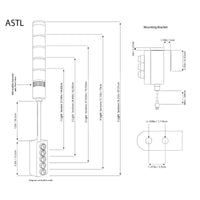 Technical diagram of a Signaworks' ASTL with dimensions and labeled parts on a white background.