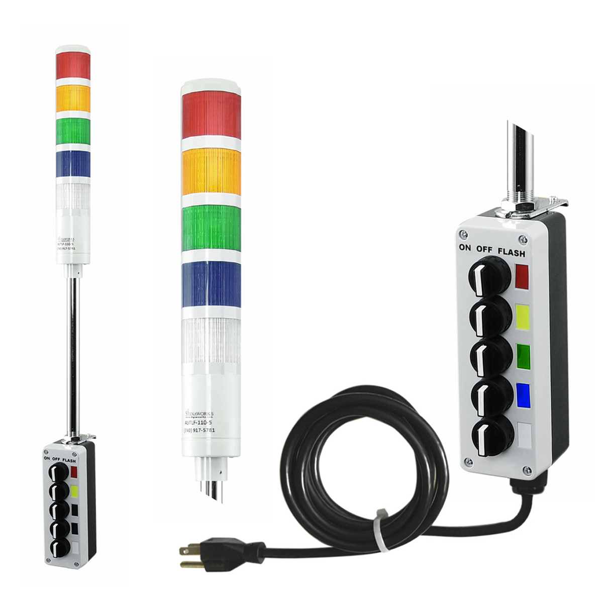 Angon Stack Light ASTL LED Andon Tower Light 5 Stack Light Red Amber Green 110V AC ...