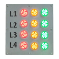 A 2 inch LED Andon Bingo Board display with multiple colored LED lamps arranged in a square grid pattern, labeled with labels 'L1' to 'L4'.