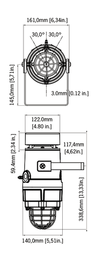 Black on white technical drawing with product dimensions.