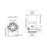 Black on white technical diagram with product dimensions.