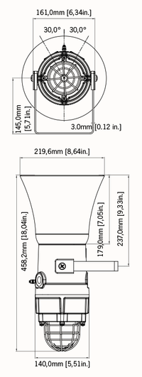Black on white technical diagram with product dimensions.