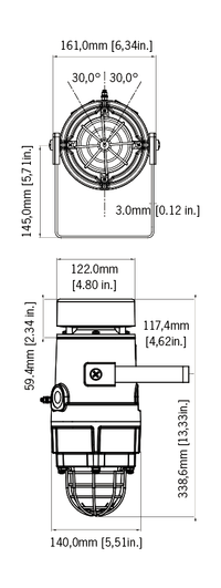 Black on white technical diagram with labeled dimensions