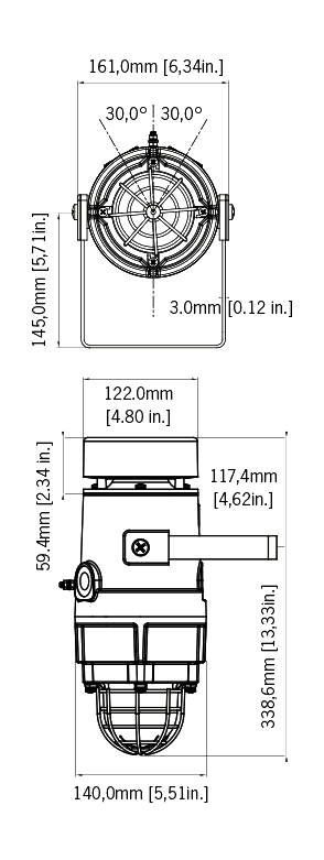 Black on white technical diagram with labeled dimensions