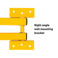 Yellow dual arm mounting bracket with 6 predrilled holes on a white background.