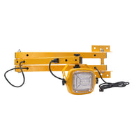 Yellow industrial light fixture on a white background
