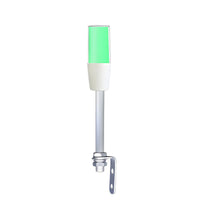 Diffused pole-mounted tower light on right-angle brackets, demonstrating green color function on a white background.