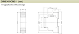 Technical drawing of a mechanical component with dimensions on a green background.
