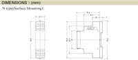 Technical drawing of a mechanical component with dimensions on a green background.