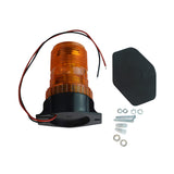 Orange warning light with accompanying rubber gasket and hardware on a white background.