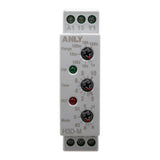 Front perspective of grey timer with 3 dials for mode time and range with 3 indicator lights.