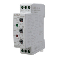Front angled perspective grey timer with 3 dials for mode time and range with 3 indicator lights.