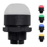 A collection of the 30mm LED pilot lights in red, amber, green and blue on a white background.