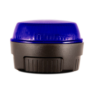 Blue warning light on a white background.