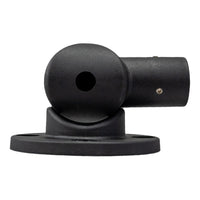 Side profile of a black articulating pole mount oriented to the right on a white background.