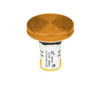 An amber 45mm LED pilot light with a white base designed for panel mounting.