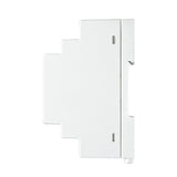 White rectangular object with a small metallic component on a white background