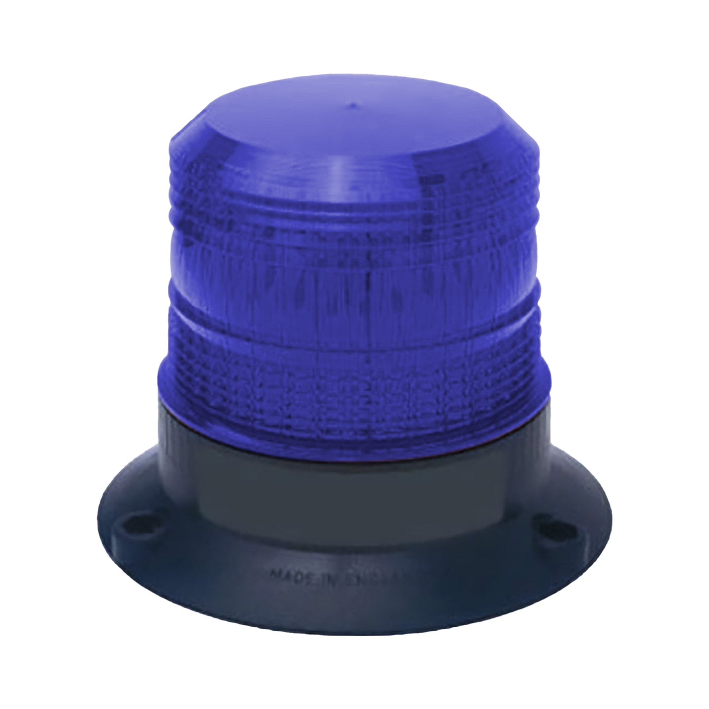 Blue xenon strobe with black base on a white background