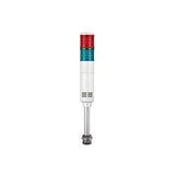 Two-color pole-mounted industrial signal light: Red-Green on a white background.