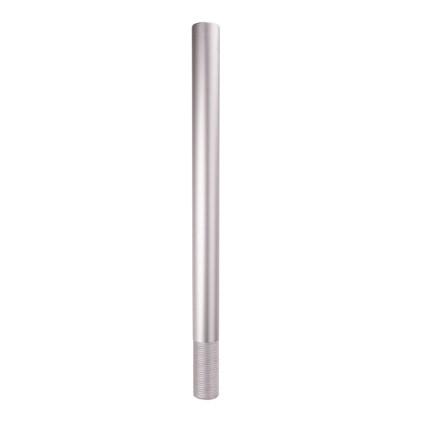 Bare rushed metal pole on a white background.