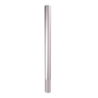 Bare rushed metal pole on a white background.
