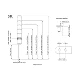 Black on white technical drawing of a cylindrical component with dimensions and specifications.
