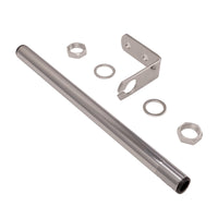 1 Foot metal pole with accompanying hardware on a white background.