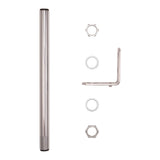 One foot pole and accompanying hardware on a white background.