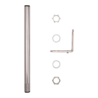 One foot pole and accompanying hardware on a white background.