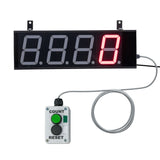 Front perspective of a black four inch display with red illuminated numbers on and a grey count/reset control box on a white background.
