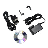 Electronic components including a cable, adapter, and LED display board on a white background.