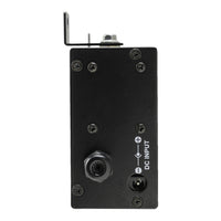Side profile of a black 2 inch digital display with DC power input.