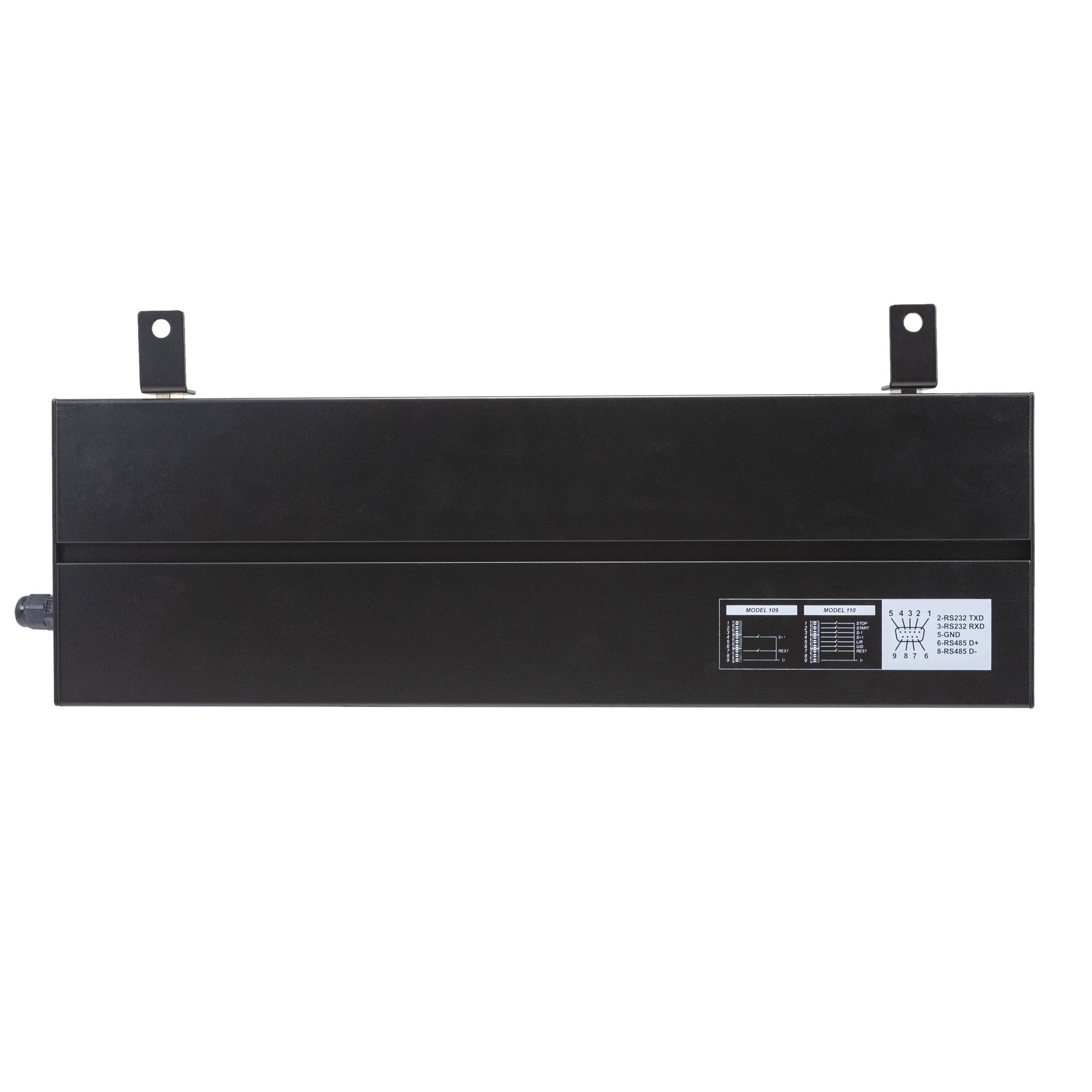 Back of a black 4 inch digital display with pin and wire diagram.