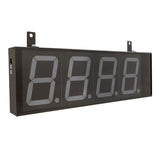 Front angled profile of a four inch black digital display that is powered off.