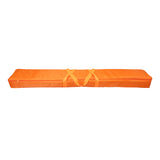 Orange nylon cases with two straps on a white background.