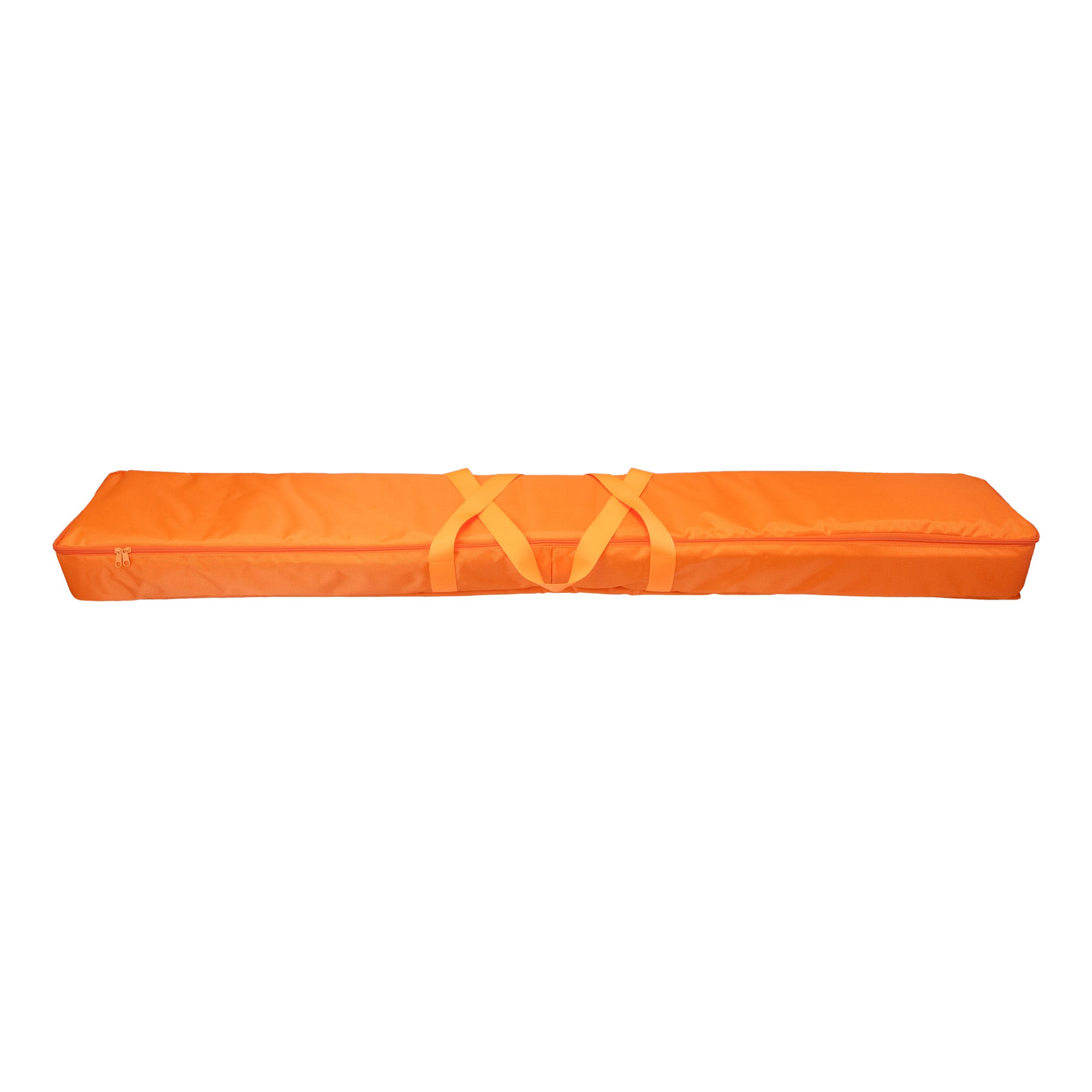 Orange nylon cases with two straps on a white background.