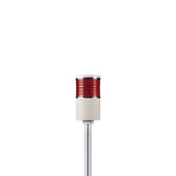 Red pole-mounted industrial signal light on a white background.