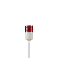 Red pole-mounted industrial signal light on a white background.
