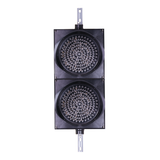 Black Dual 12 inch diameter LED traffic light on a white background.