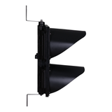 Black Dual 12 inch diameter LED traffic light on a white background.