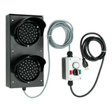 4 Inch traffic light with control box and cables on a white background.